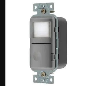 HUBBELL WIRING DEVICE-KELLEMS WS2001NSGY Occupancy Sensor Switch, Manual On/Auto Off, 1-Relay, 120/277VAC, Gray | CE6RMN