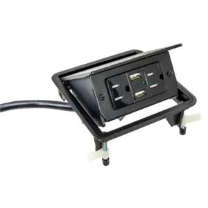 HUBBELL WIRING DEVICE-KELLEMS WSBUSB2X2BLK Pop Up Box, Usb Work Surface, Black | BD3RFM