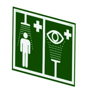 HUGHES SAFETY ES-SIGN Notfall-Augenspül-/Duschschild, PVC-Gehäuse, Wandmontage | CE7PXW 30507