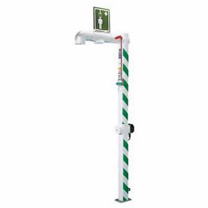 HUGHES SAFETY H5GS-1H Plumbed Shower, Floor Mnt, Plastic Sprayhead, Stainless Steel Pipe, Green/White | CR4GFV 287T95