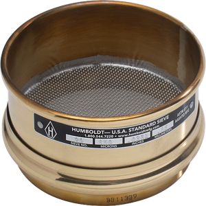 HUMBOLDT H-3913FS20 Standard Sieve, 3 Inch Dia., 1 Inch Height Frame, 20 Size, Brass Frame, Stainless Mesh | CL6LRR