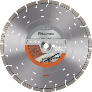 HUSQVARNA 534972920 Diamond Saw Blade, 14 Inch Blade Dia, 1 Inch Arbor Size, Wet/Dry, Better, Segmented | CR4GVJ 807ZN9