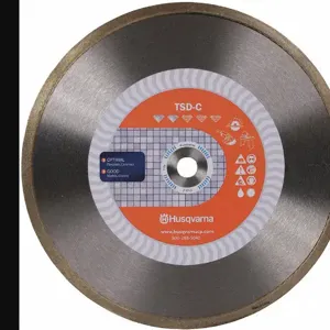 HUSQVARNA TACTI-CUT C 4.5 Diamond Saw Blade, 4-1/2 Inch, Wet/Dry, Continuous Rim Type | CD3TQQ 18G356