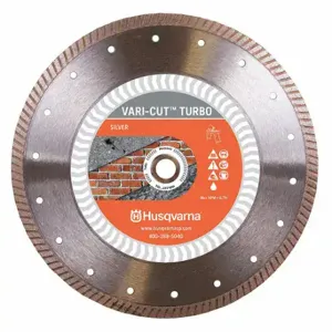 HUSQVARNA Vari-Cut Turbo 10 Diamond Saw Blade, 10 Inch Blade Dia, 5/8 In-7/8 Inch Arbor Size, Wet/Dry, For Tile Saws | CR4GUW 55TC05