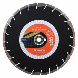 HUSQVARNA VH10 14 Diamond Saw Blade, 14 Inch Blade Dia, 1 Inch Arbor Size, Wet/Dry, Good, Segmented, Round | CR4GVL 53DT77