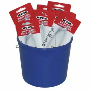 HYDE 49695 Pail of 25 Utility Knives, 6 1/2 Inch Overall Length, Metal, Red | CR4HKX 3KJD2