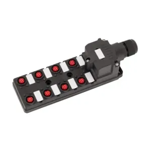 IDEM SAFETY SWITCHES 140213 Junction Block, 8 Ports, 8-Pin M12 Sockets, 24 VDC LED Indicator | CV7DCG