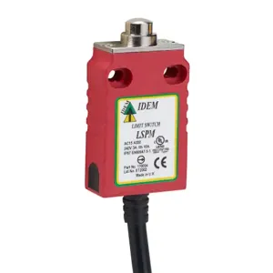 IDEM SAFETY SWITCHES LSPM-170004 Safety Limit Switch, Brass Plunger, 1 N.C. Safety Output, 1 N.O. Monitoring Output | CV8BYQ