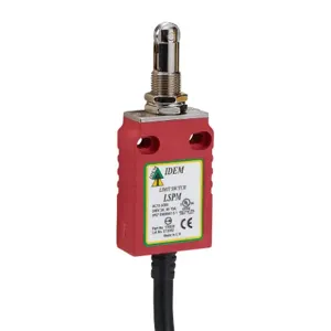 IDEM SAFETY SWITCHES LSPM-170022 Safety Limit Switch, Plunger With Brass Roller And Fixing Nuts, 2 N.C. Safety Output | CV8BYY