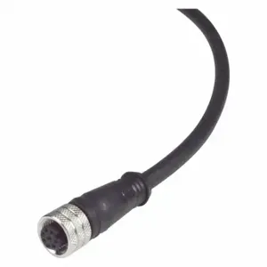 IFM E12166 Cordset, M12 Female Straight X Bare Wire, 8 Pins, Black, Pur, 5 M Cable Lg | CR4LAL 52RR34