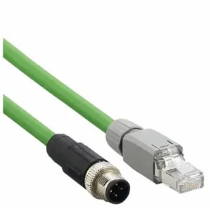 IFM E11898 Ethernet Cable, M12 Male Straight X Rj45 Male Straight, 4 Pins, 2 M Lg, Green, PVC | CR4LLP 787D48