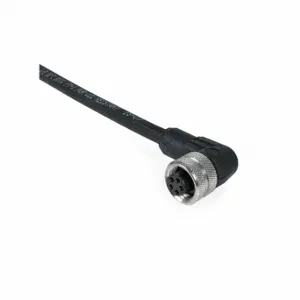 IFM E18027 Cordset, 1/2 Inch -20 Female Right Angle X Bare Wire, 5 Pins, Black, Pur, 4 M Cable Length | CR4KZY 20RD58