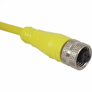 IFM E18212 Cordset, 1/2 Inch -20 Female Straight X Bare Wire, 3 Pins, Yellow, PVC, 2 M Cable Lg | CR4KZZ 35T482