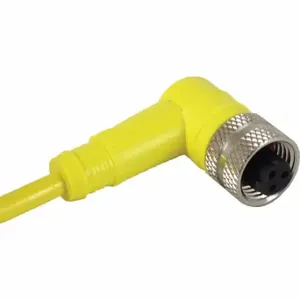 IFM E18214 Cordset, 1/2 Inch -20 Female Right Angle X Bare Wire, 3 Pins, Yellow, PVC, 2 M Cable Lg | CR4KZW 35T484