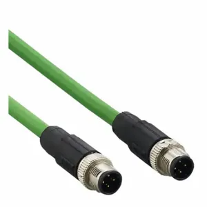 IFM E21139 Ethernet Cable, M12 Male Straight X M12 Male Straight, 4 Pins, 5 M Lg, Green, PVC | CR4LLF 787D52