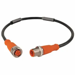 IFM EVC010 Cordset, M12 Male Straight X M12 Female Straight, 5 Pins, Black, Pur, 2 Ft Cable Length | CR4LAT 35T486