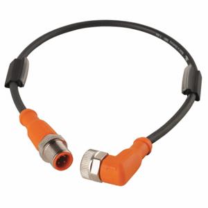 IFM EVC015 Cordset, M12 Male Right Angle X M12 Female Straight, 5 Pins, Black, Pur, 2 Ft Cable Length | CR4LAM 35T491