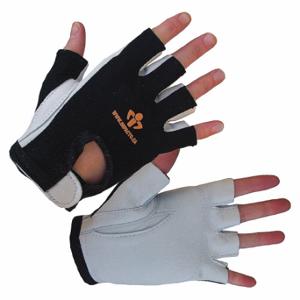 IMPACTO 40130110030 Mechanics Gloves, Goat Leather, Black/ White, Goat Leather, 1 Pair | CR4MMZ 38AN62