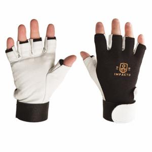 IMPACTO BG401 - XXL Mechanics Gloves, Size 2XL, Mechanics Glove, Fingerless, Cowhide, Hook-and-Loop Cuff | CR4MQY 34D367