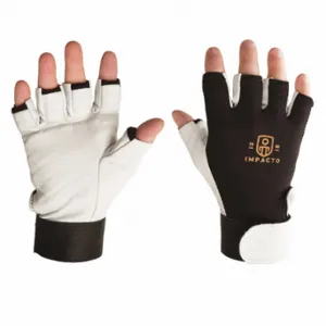 IMPACTO BG401L Mechanics Gloves, Size L, Mechanics Glove, Fingerless, Cowhide, Hook-And-Loop Cuff, 1 Pair | CR4MNG 18L049