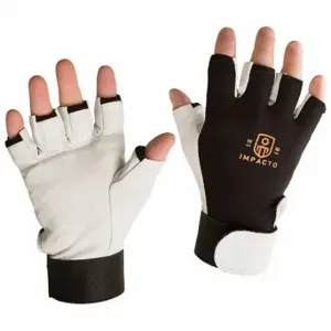 IMPACTO BG401M Leather Gloves, Size M, Mechanics Glove, Fingerless, Cowhide, Hook-And-Loop Cuff, 1 Pair | CR4MLT 18L048