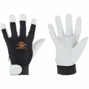 IMPACTO BG413M Mechanics Gloves, Size M, Mechanics Glove, Full Finger, Cowhide, Hook-and-Loop Cuff, 1 PR | CR4MNX 6WPG0
