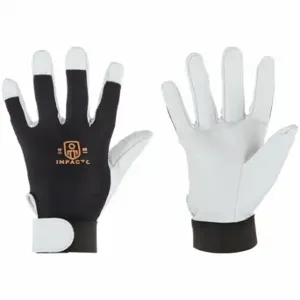 IMPACTO BG413S Mechanics Gloves, Size S, Mechanics Glove, Full Finger, Cowhide, Hook-and-Loop Cuff, 1 PR | CR4MPK 6WPF9