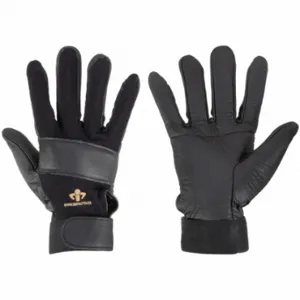 IMPACTO IP413-50LR Mechanics Gloves, Leather, Black, Leather, Gel Pad, Ip413-50Lr | CR4MNJ 21NP25