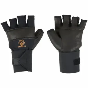 IMPACTO IP471-50LL Mechanics Gloves, Leather, Black, Leather, Gel Pad, Ip471-50Ll | CR4MNL 21NP28