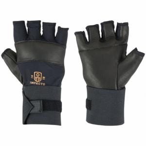 IMPACTO IP471-50LR Mechanics Gloves, Leather, Black, Leather, Gel Pad, Ip471-50Lr | CR4MNM 21NP29