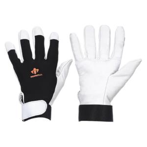 IMPACTO US41340 Mechanics Gloves, Leather, Black/ White, Leather, Air Bladder, 1 Pair | CR4MQT 21NP06