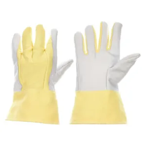 IMPACTO US7904050 Mechanics Gloves, Kevlar/Leather, White/ Yellow, Kevlar/Leather, 1 Pair | CR4MNC 21NP01