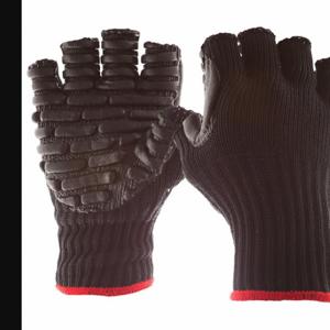 IMPACTO VI4747 Coated Glove, L, Knit Glove, Fingerless, Black, Knit Cuff, Blocks, Dotted, 1 Pair | CR4MGP 21NP16