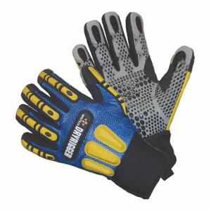 IMPACTO WGCOOLRIGGS Mechaniker-Handschuhe, Ultrasuede, Silikonpunkte, Schwarz/Blau/Grau/Gelb, 1 Paar | CR4MPX 35YL56