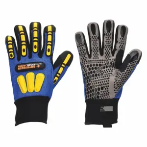 IMPACTO WGCOOLRIGGXXXL Mechanics Gloves, 3XL, Ultrasuede, Silicone Dots, Black/ Blue/ Gray/ Yellow, 1 Pair | CR4MMR 35YL59