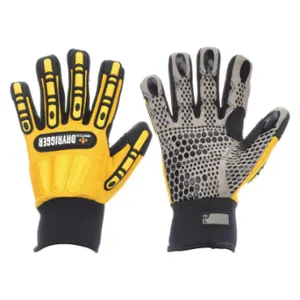 IMPACTO WGRIGGL Mechanics Gloves, Ultrasuede, Silicone Dots, Black/ Hi-Visibility Yellow, Black, 1 Pair | CR4MQA 16P215