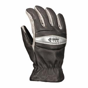 INNOTEX INNOTEX885S Firefighters Gloves, Wristlet, Size L, Kangaroo, Black/Silver, Crosstech | CR4QBV 54ZZ94