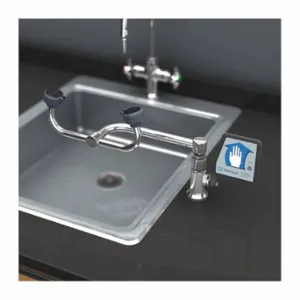 INSTOCK GREW806 Plumbed Eyewash, Counter Mnt, Eyes Coverage, Uncovered, Push Plate, Gen Purpose | CR4URU 55NZ89