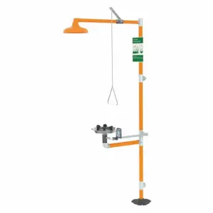 INSTOCK GRSSBF909 Shower With Eyewash, Floor Mnt, Galvanized Steel Pipe, Plastic Showerhead, Std Mounting | CR4UVD 55NZ95