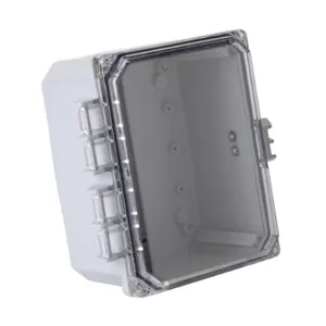 INTEGRA H8064HCFNL-P10 Enclosure, 8 x 6 x 4 Inch Size, Wall Mount, Polycarbonate, Light Gray, Gloss Finish | CV7KVM