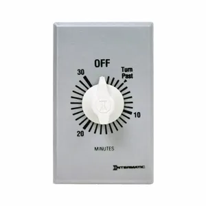 INTERMATIC FF30MC Spring-Wound Timer, 0 to 30 min, Silver, 20A Max. Current At 125V AC, 1 Gang, SPST | CJ3MTA 242A97