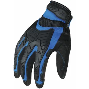 IRONCLAD EXO-MIGB-03-M Impact Resistant Gloves, Synthetic Leather Palm Material, Blue, Black, 1 PR | CD2FFJ 45VK93