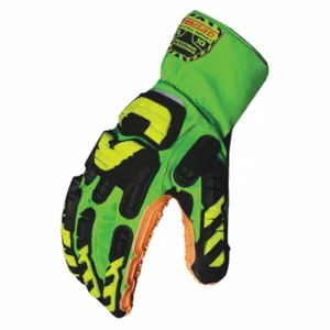 IRONCLAD VIB-OBM-XOR-04-L Mechanics Gloves, Vibram Vulcanized Rubber, ANSI Cut Level A2, Palm Side, Green, 1 Pair | CR4WXL 48XZ07