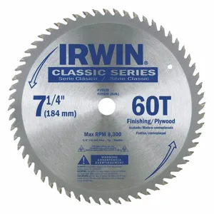 IRWIN INDUSTRIAL TOOLS 15530ZR Saw Blade Steel 7-1/4 Inch 60 Teeth | AF6KFN 19TF30