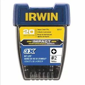 IRWIN INDUSTRIAL TOOLS IWAF31PH220 Insert Bit, #2 Tool Tip Size, 1 Inch Bit Length, 1/4 Inch Hex Shank Size, Pack Of 20 | CN2RKV 1837329 / 34E463