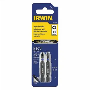 IRWIN INDUSTRIAL TOOLS IWAF32PH12 Insert Bit, PH1 Tip Size, 2 Inch Bit Length, 1/4 Inch Hex Shank Size, Pack Of 2 | CN2RLD 1837435 / 34E475