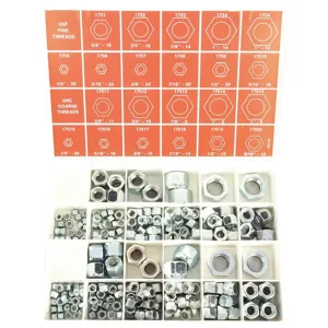 ITW BEE LEITZKE WWG-DISP-LNUT267 Hex Locknut Assortment, Nylon Insert Zinc,ss, 267 Pieces | AC2WTT 2NRY9