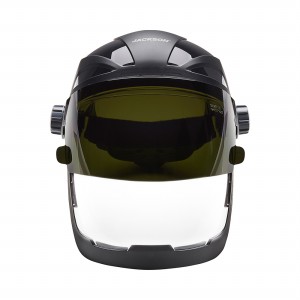 JACKSON SAFETY 14230 Face Shield, Clear Window, Anti-Fog Coating, Shade 5 IR Visor, Black | CF4RQF
