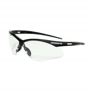JACKSON SAFETY 50001 Safety Glasses, Clear, Anti-Fog, Black, Polycarbonate, Indoor, Pk 12 | CF4RWU