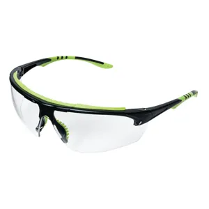 JACKSON SAFETY S72000 Safety Glasses, Clear Tint, HC/AF Coating, Black/Green, Pk 12 | CF4TDX